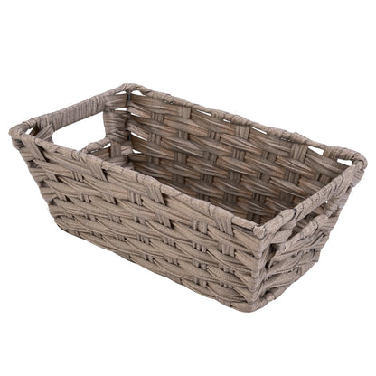 Whitmor Small Woven Storage Basket with Handles, Gray Wash