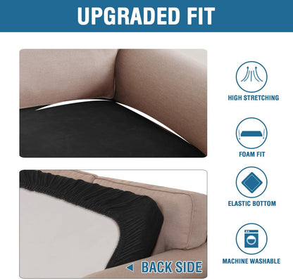 H.VERSAILTEX Velvet Stretch Individual Couch Cushion Cover Plush Cushion Slipcover for Loveseat Sofa Cushion Furniture Protector Seat Cushion Sofa Cover (1 Piece Sofa Cushion Cover, Black)