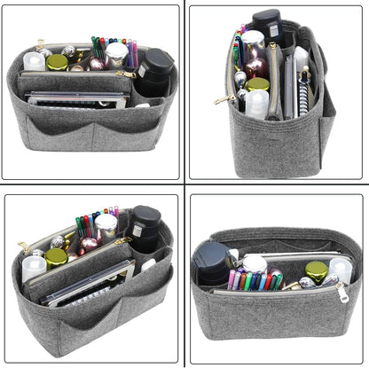 LEXSION Felt Purse Bag Organizer Insert with zipper Bag Tote Shaper Fit Speedy Neverful PM MM