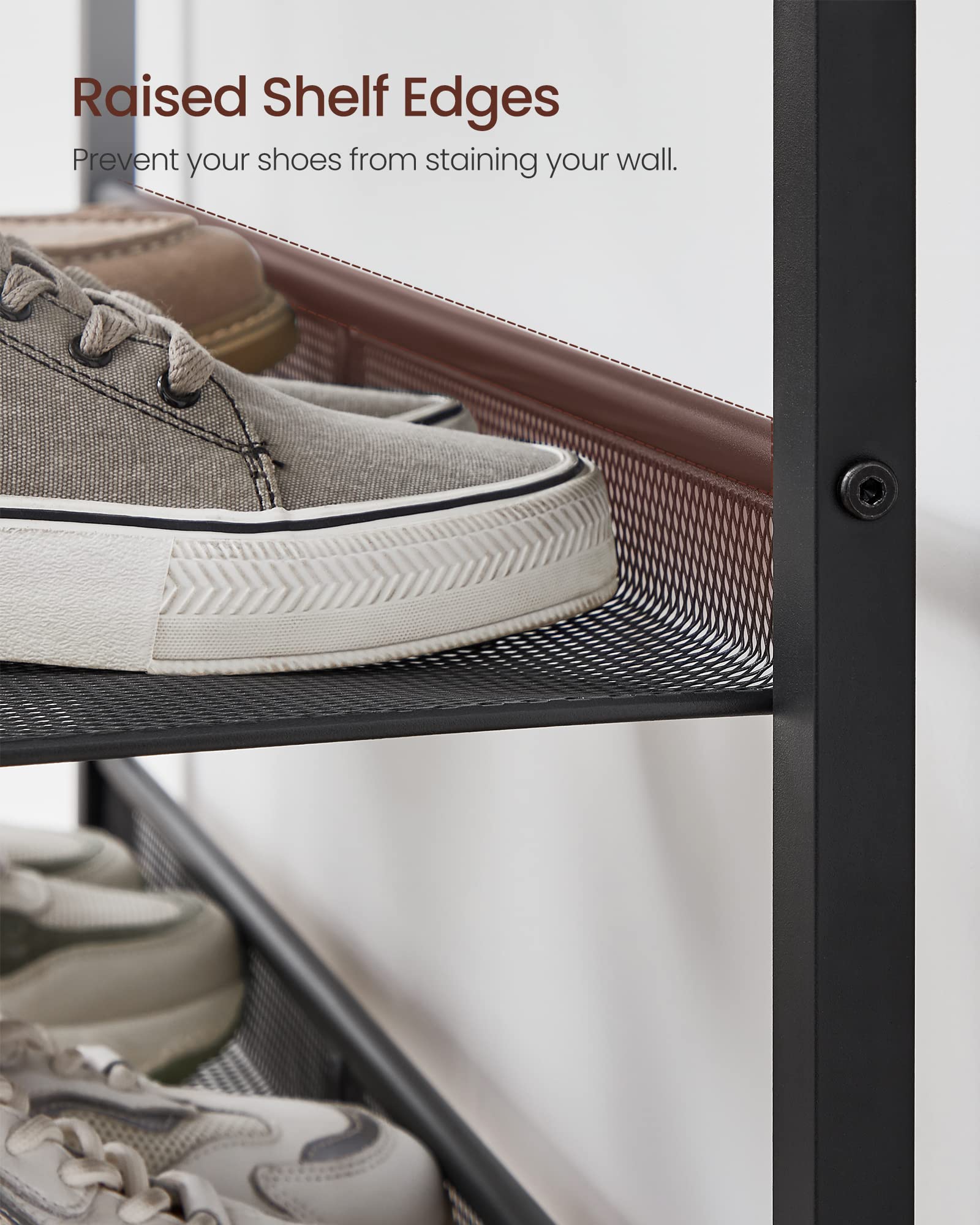 VASAGLE Shoe Rack for Entryway, Freestanding, Adjustable, Industrial