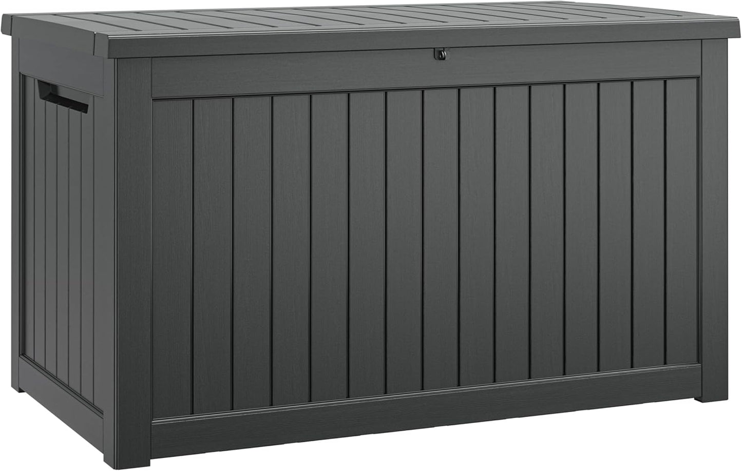 NUNU LAB 230 Gallon Large Resin Deck Box, Waterproof Outdoor Storage Box, Lockable Storage Bin for Patio Furniture, Garden Tools, Pool Accessories, UV-Resistant & All-Weather, Black