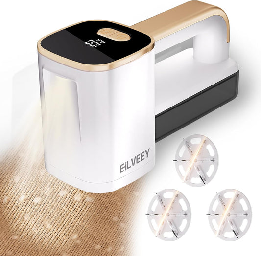 Rechargeable Lint Remover, Fabric Shaver Fuzz Remover, Sweater Shavers with 6-Leaf Blades, 3-Speeds