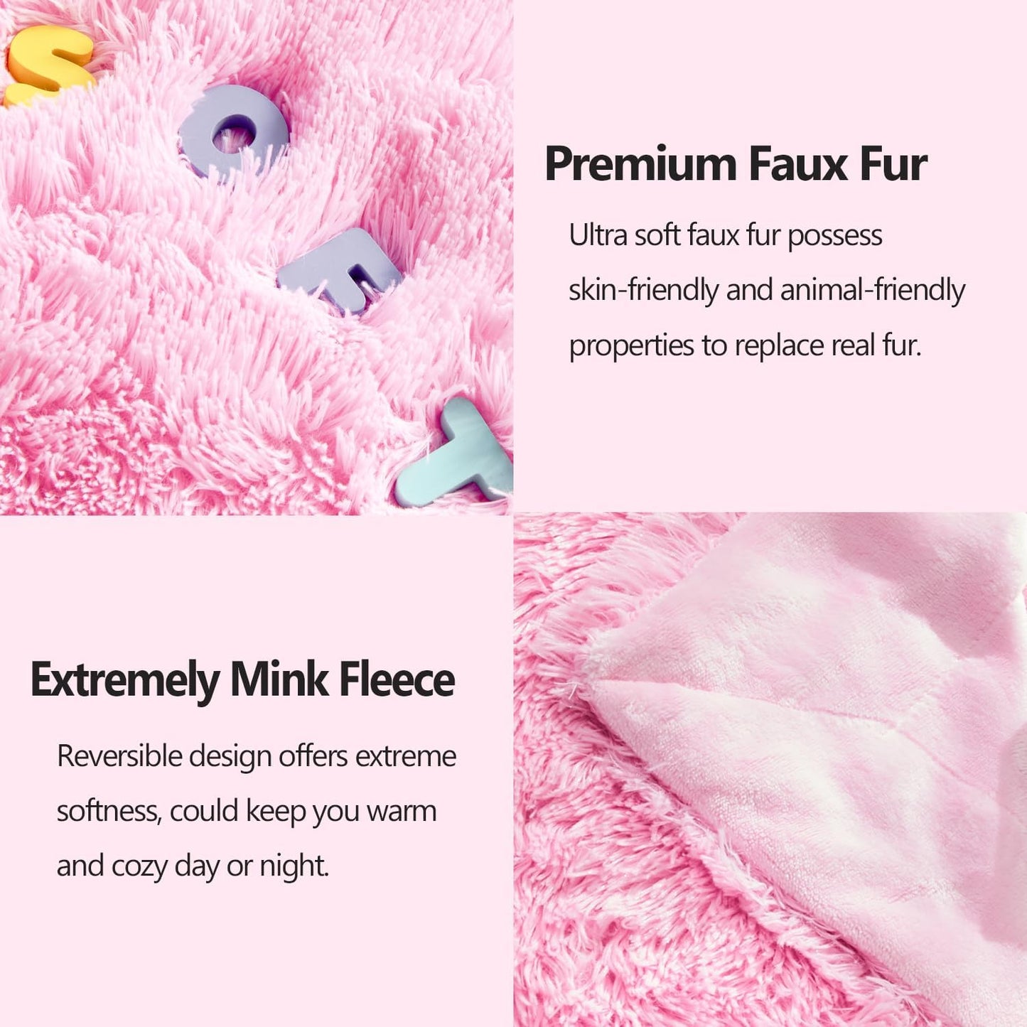 GONAAP Fuzzy Faux Fur Throw Blanket Queen Size Light Pink Super Soft Cozy Plush Fuzzy Shaggy Blanket for Couch Sofa Bed (Light Pink, Queen(90"x90"))