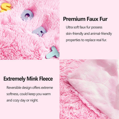 GONAAP Fuzzy Faux Fur Throw Blanket Queen Size Light Pink Super Soft Cozy Plush Fuzzy Shaggy Blanket for Couch Sofa Bed (Light Pink, Queen(90"x90"))