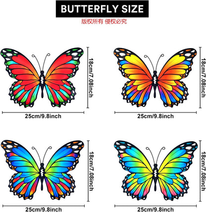 Oraytteo Metal Butterfly Outdoor Wall Decor - 4 Pack 9.8in Metal Butterflies Fence Art Decoration, Indoor Outdoor Patio Backyard Garden Decorations, Gift for Mom Dad Friends