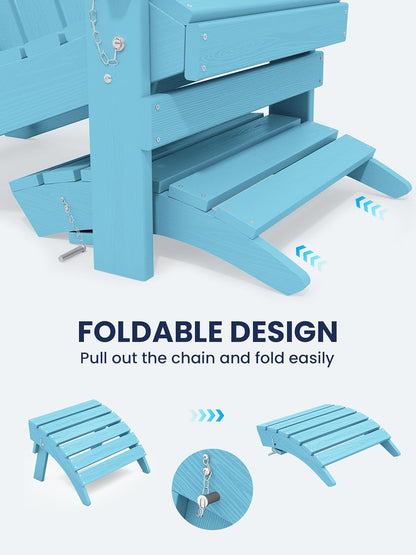 KINGYES Folding Adirondack Ottomans Set of 2 for Adirondack Chair, Light Blue