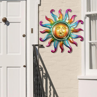 MACLARONX Metal Sun Wall Decor, Sun Face for Outdoor Garden Fence Yard Art Porch Door Patio Living Room Home Decorations Farmhouse Indoor Gift for Housewarming, G1
