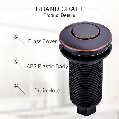 Garbage Disposal SinkTop Air Switch Kit with Long Button,Brass Made Cover,Oil Rubbed Bronze