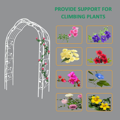 Metal Garden Arch 98.4" H White Garden Arbor Trellis for Outdoor Climbing Plants Support Rose Lawn Tall Large Wedding Archway
