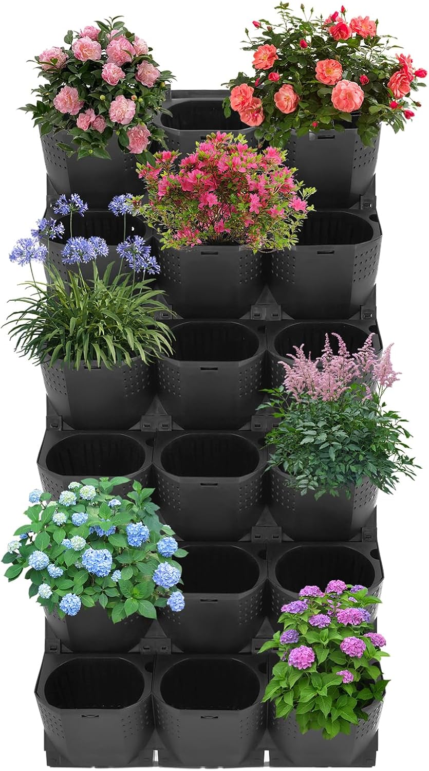 Self Watering Wall Planter | 36 Pots Vertical Garden Planter for Indoor Plants | wall-Mounted Stackable Wall planter | Hanging Plant Flower Pot Holder | 10.56 Fl Oz Each Individual Pot | Black
