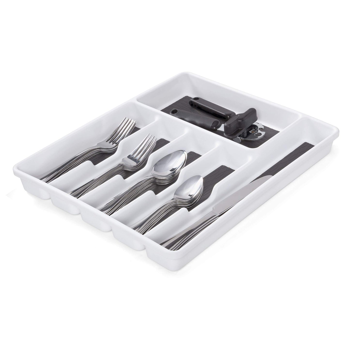 Copco Basics 6 Compartment Drawer Organizer, 15.7-Inch, White and Charcoal Gray