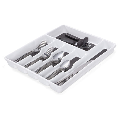 Copco Basics 6 Compartment Drawer Organizer, 15.7-Inch, White and Charcoal Gray