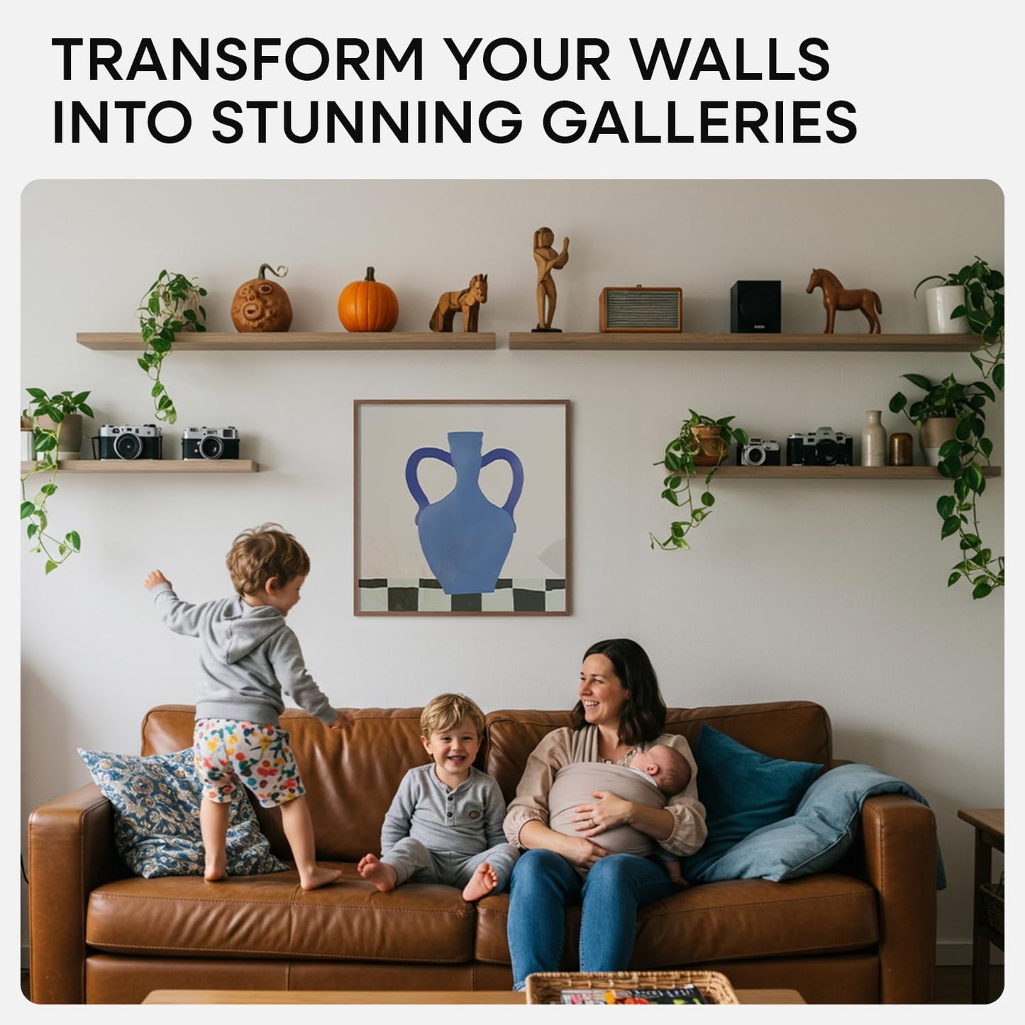 Homeforia 24x24 Picture Frame Brown, High End Dark Oak 24 x 24 Square Wood Frame with Mat 20 x 20 for Photo, 24by24 Wooden Walnut Poster Frame Matted to 20x20 Print, Tempered Glass, Wall Kit, Set of 1