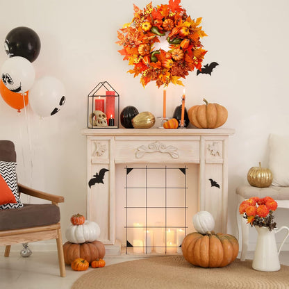 24 Inch Fall Wreaths for Front Door, Fall Decorations for Home,Fall Wreath,Autumn Wreath with Pumpkins Berries Maple Leaves for Thanksgiving Halloween Decorations Indoor Outdoor Outside Fall Decor