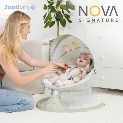 Jool Baby Nova Swing for Newborns - Electric Motorized Infant Swing, Bluetooth Music, 10 Preset Melodies, Remote (2025 Model) (Sage)