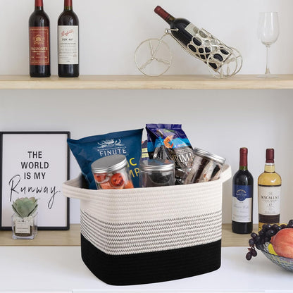 OIAHOMY Storage Basket, Woven Baskets for Storage, Cotton Rope Basket for toys,Towel Baskets for Bathroom - Pack of 3, Gradient Dark