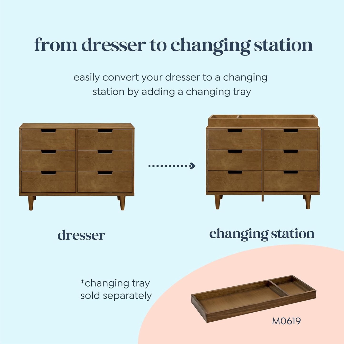 DaVinci Marley 6-Drawer Dresser - Baby Dresser for Nursery - Kids Bedroom Furniture - Double Chest of Drawers for Toddler Boys and Girls - Versatile Wood Dresser for Living Room, Hallway - Walnut