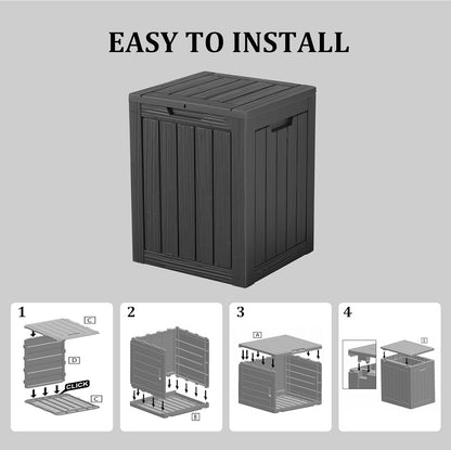 28 Gallon Double-Wall Resin Deck Box - Lockable Waterproof Outdoor Storage Box, 151lbs Capacity & Doubles as Seating for Patio Furniture - Garden Tools, Pool Accessories (Black)