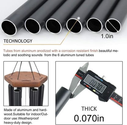 Wind Chimes Outdoor,36 Inch Memorial Wind Chimes Outdoor Large Deep Tone with 6 Heavy Metal Tubes Tuned.Wind Chimes for Loss Loved One, Memorial Gift.Garden Decor