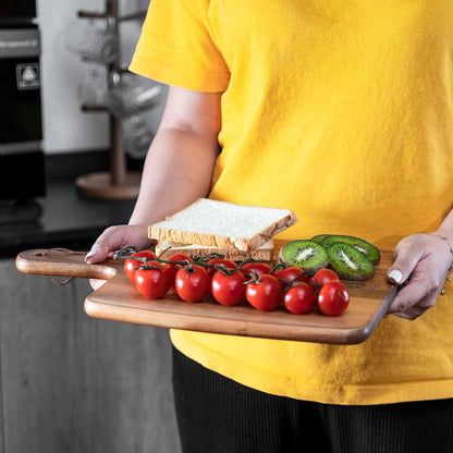 Acacia Wood Cutting Board - Wooden Kitchen Cutting Board for Meat, Cheese, Bread,Vegetables &Fruits- Charcuterie Board Cheese Serving Board with Handle (15.3"x10.2")