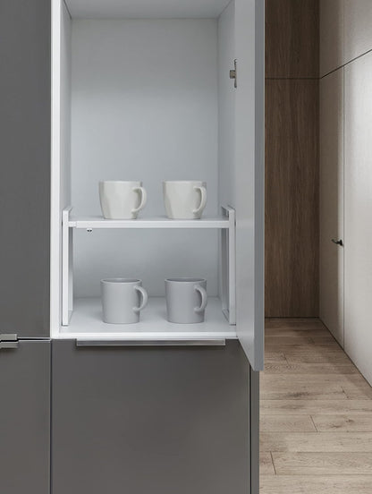 Nxconsu Expandable Cabinet Shelf Organizer Riser for Kitchen Pantry Cupboard Under Sink Countertop Home Storage Organization Rack Space Saver Freestanding Heavy Duty Nonslip Stackable White Large