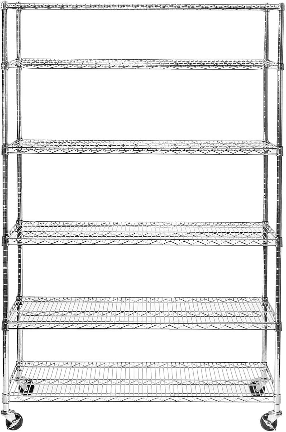 Seville Classics UltraDurable Heavy Duty NSF Solid Steel Wire Rack Storage Unit Wheels, 6-Tier Shelving, 48" W x 18" D
