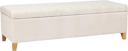 Joveco Storage Ottoman Bench, 51" Rectangle Long Bench, for Bedroom, End Foot of Bed, Living Room, Entryway, Beige