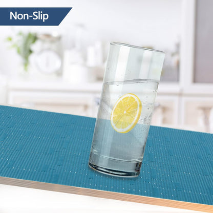 Vinyl Placemats Set of 6 - Easy Clean Place Mats - Washable Heat Resistant Table Mats for Dining Table - 17x12 Inch (Sky Blue Turquoise, 6)