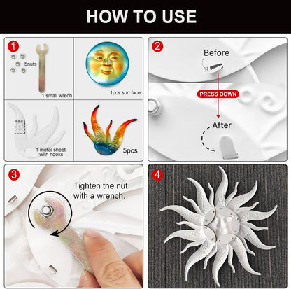 Large Metal Sun Wall Art Decor - 23.6 inches Outdoor Wall Decor,Sun Face Sculpture for Garden Farmhouse Yard Patio Fence Living Room Bedroom Gift Idea for Family Friends