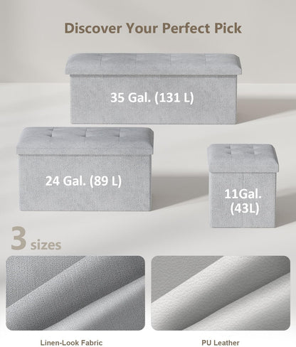 15 Inches Small Folding Storage Ottoman Cube, Storage Footrest, Foot Rest Stool, for Living Room, Bedroom, Dorm, Hallway, Entryway, Light Gray