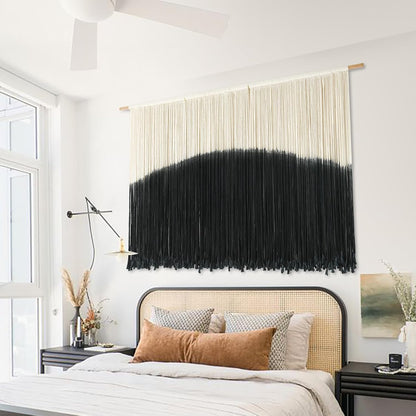 Flber Tie-Dye Macrame Wall Hanging Large Bohemian Yarn Tapestry Macrame Home Décor, 57''W*35''L