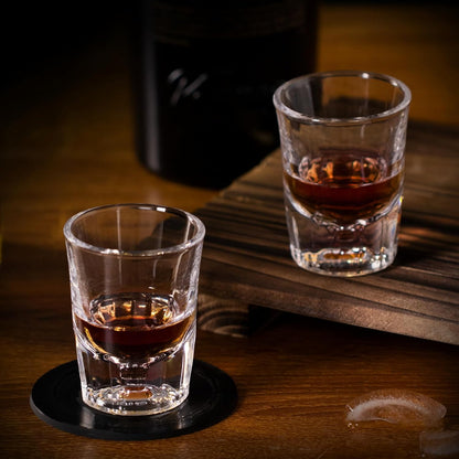 KAMMAK 2 Pack Shot Glasses Bulk 2.5oz Cool Shot Glasses with Heavy Base for Whiskey, Vodka in Bar And Party Gifts for Men, Whisky Lovers, Wedding, Anniversary, Birthday