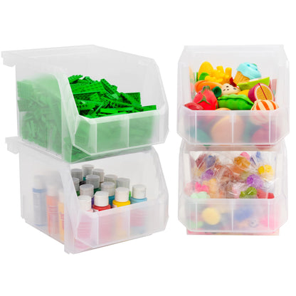 ReadySpace Medium-Tall Stackable Plastic Storage Bins, 4-Pack, Clear