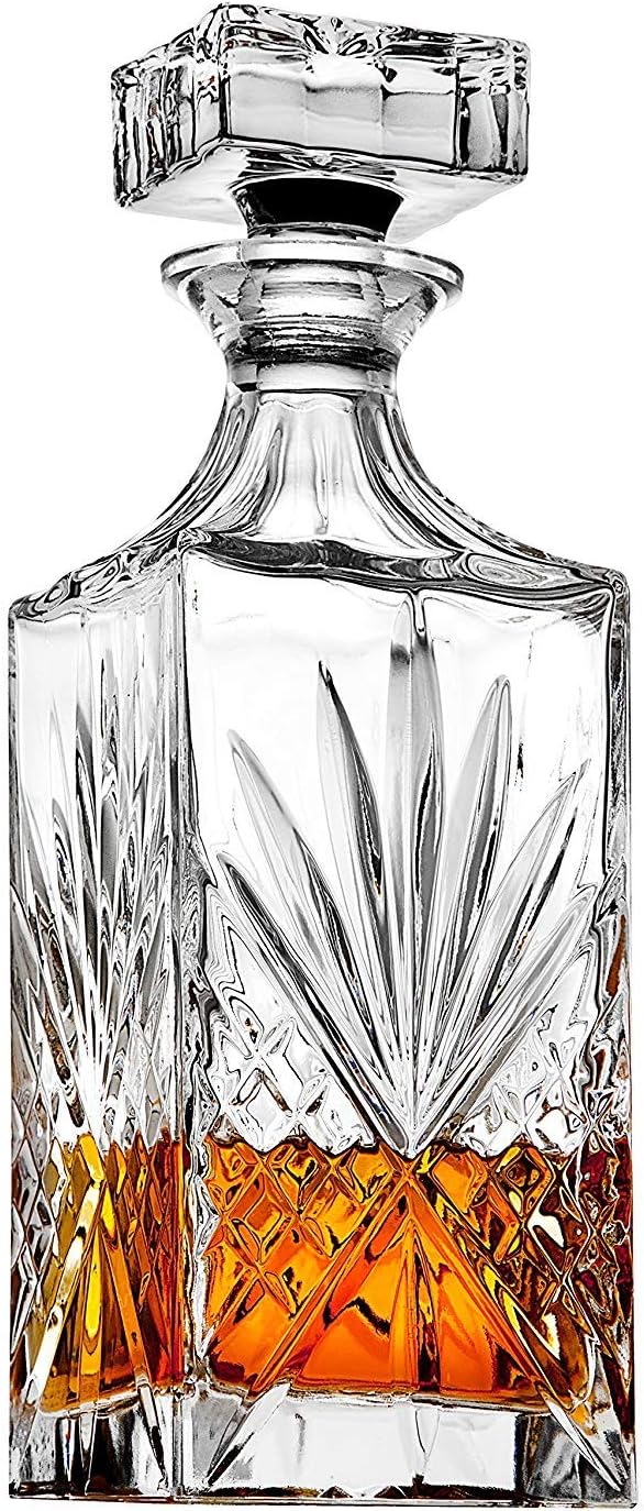 Godinger Dublin Whiskey Decanter, Liquor Decanter with 4 Double Old Fashioned Glasses, Barware, Glassware & Drinkware, for Whiskey, Liquor, Scotch & More, 750ML