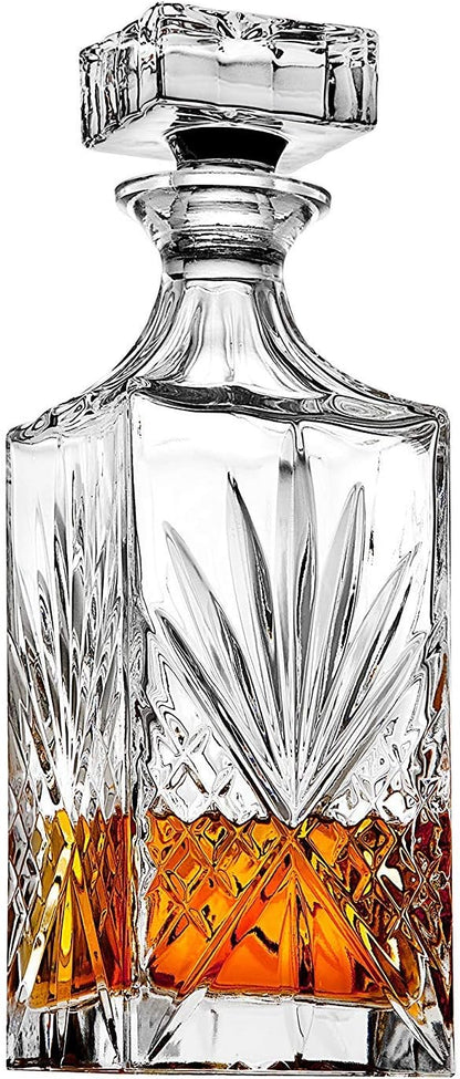 Godinger Dublin Whiskey Decanter, Liquor Decanter with 4 Double Old Fashioned Glasses, Barware, Glassware & Drinkware, for Whiskey, Liquor, Scotch & More, 750ML