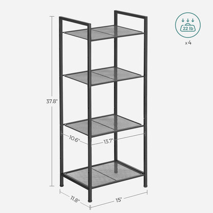 SONGMICS 4-Tier Storage Rack, Bathroom Shelf, Extendable Plant Stand with Adjustable Shelf, for
