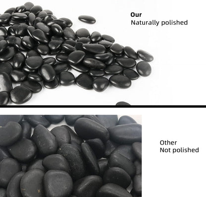 Black Pebbles for Plants 1.8lb Bulk Bag Aquarium Gravel 0.8"- 1.2" Decorative Polished Fish Tank Stone