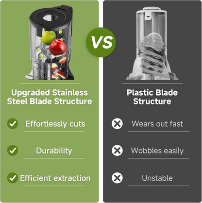 AMZCHEF Cold Press Juicer, Juicers Machines - 5.4" Large Feed Chute for Whole Fruits & Vegetables, Stainless Steel Slow Masticating Juice Easy to Clean, Large Auger, Triple Strainers, Silver