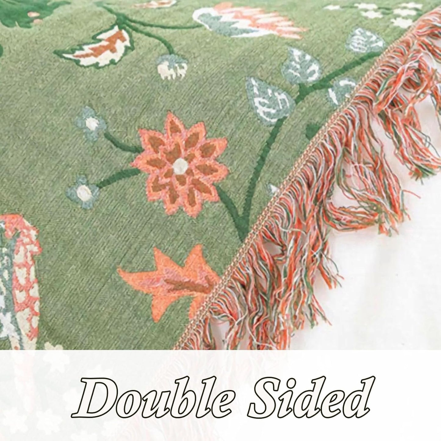 Snycler Boho Throw Blanket for Bed - 100% Cotton Ultra Soft Rustic Quilt Green Blanket - Floral Printed Farmhouse Decor Bed Blankets, 80"×90" All Season Rustic Throw for Sofa Couch Chair