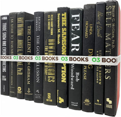 Curated Decorative Books Hardcover Décor Books for Home Décor, Choose Color, Interior Design, Office, Wedding Display, Instant Library, or Staging (Half Foot, Black)