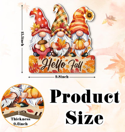 Hello Fall Wood Hanging Gnome Decoration, Autumn Wooden Signs, Rustic Thanksgiving Decoration, Home Interior And Exterior Decor, Autumn Harvest Thanksgiving Home Decor
