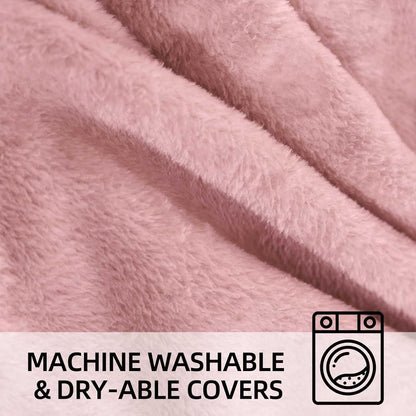 Bean Bag Chair 5Ft, Memory Foam Filled, Large Beanbag Chairs for Adults and Teens, Soft Sofa with Removable Flannel Cover, Round Couch for Living Room Bedroom College Dorm (Pink, 5FT-60×60"×24")