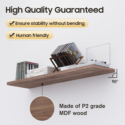 Floating Shelf, Set of 2 Wall Shelf, 36 in W x 12.75 in D x 2 in H Wooden Floating Wall Shelf with Invisible Brackets for Living Room/Bedroom/Bathroom/Kitchen Storage and Decor, Walnut