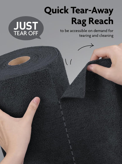 Fantasticlean Microfiber Cleaning Cloth Roll -75 Pack, Tear Away Microfiber Towels, 12" x 12", Reusable, Washable, Scratch Free, Ultra Absorbent Dish Rags for Car, Home, Garage or Shop (DimGray)