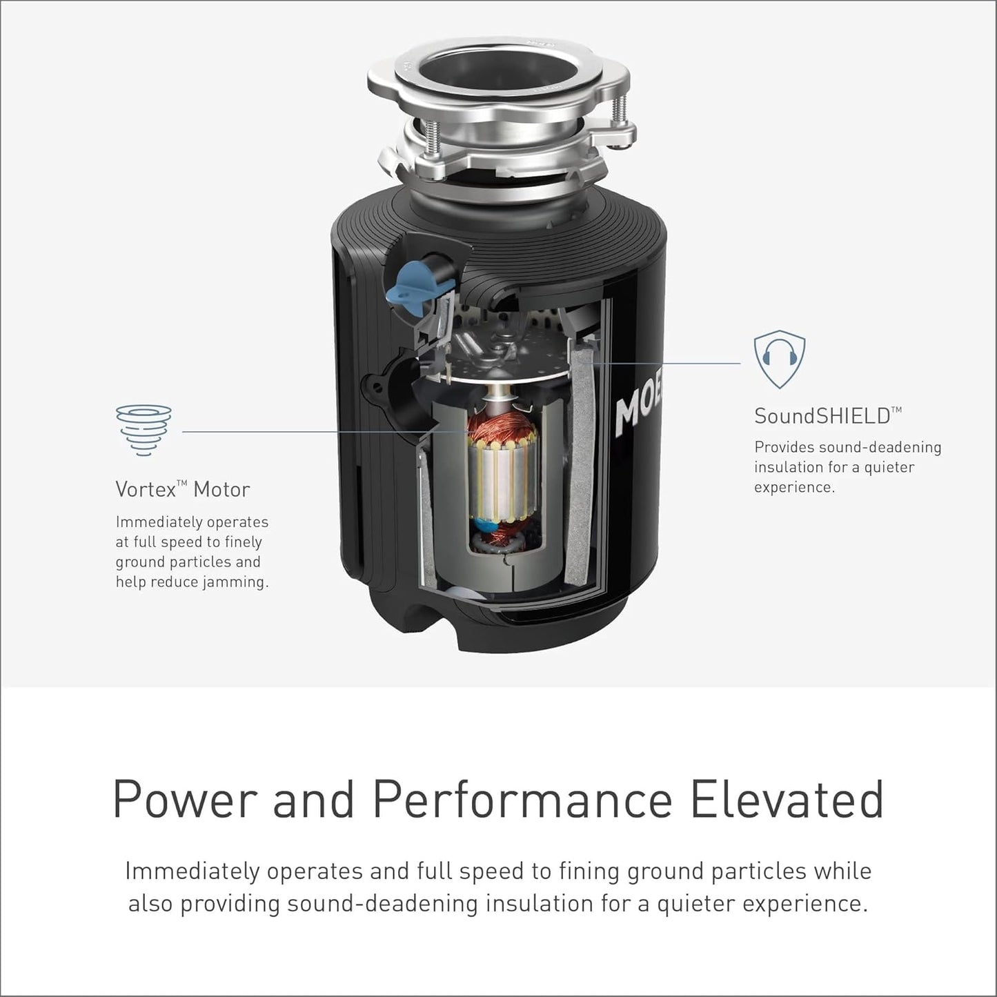 Moen Chef Series 1 HP Continuous Feed Garbage Disposal, Power Cord Included, EX100C