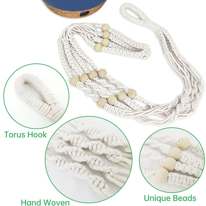 ZMTECH 2 Pack 10 Inch Blue Hanging Planters with Macrame Plant Hanger for Indoor and Outdoor Plants, Self Watering, Drainage Hole, Visible Level Tray