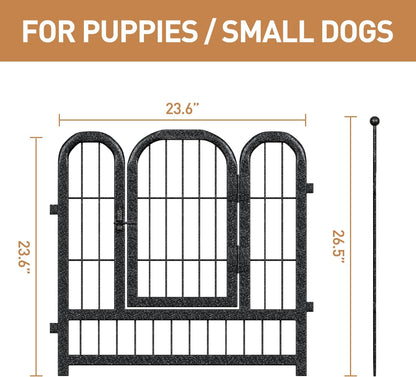 Metal Dog Playpen, 24 Inch Height 32 Panels, Ideal Dog Fence for Large/Medium/Small Dogs Indoor & Outdoor Bliss, Perfect Dog Pen for Camping, Yard, and RV | Black-Silver