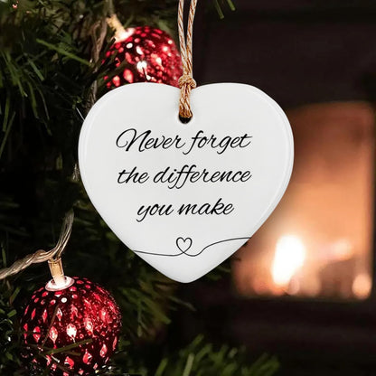 Thank You Gifts for Women Men - Never Forget The Difference You Make Ceramic Ornament Keepsake Appreciation, Retirement Gifts for Women Men, Farewell, Goodbye, Leaving Ideas for Coworker, Boss
