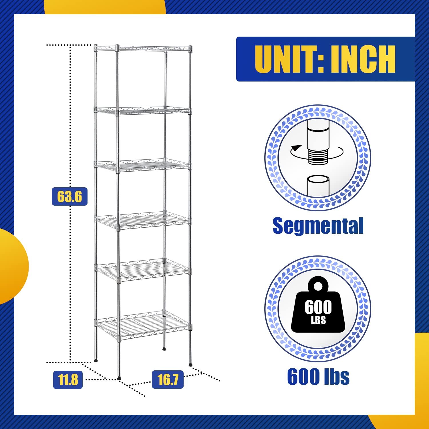 BestOffice Adjustable NSF-Certified Metal Shelf Wire Shelving Unit Storage for Small Places
