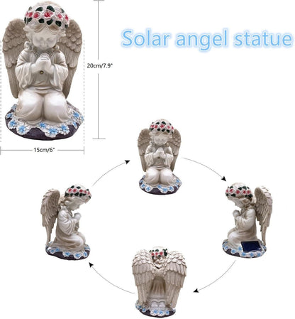 Solar Fairy Garden Decor for Outside Prayed Angel Sculptures Home Decoration, Solar Powered Angel Garden Statues for Outdoor Patio Yard Ornaments, Unique Gifts for Mom Grandma Wife